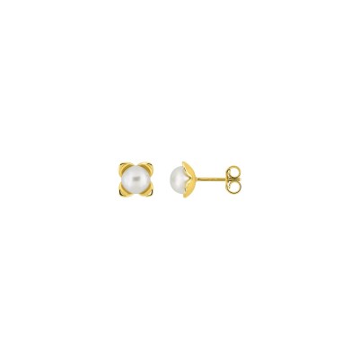 Clous d'oreilles en plaqué or et perle de culture