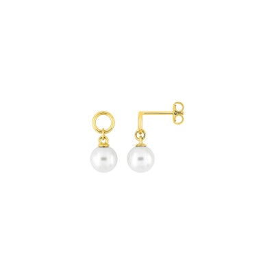 Boucles d'oreilles pendantes en plaqué or et perle d'imitation