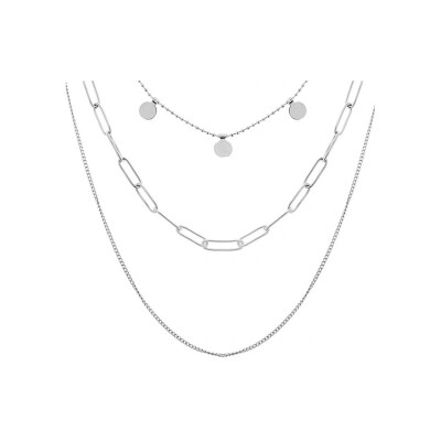 Collier acier 3 rangs 40+5cm (45-50)