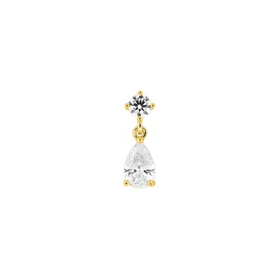 Mono boucle d'oreille clous en plaqué or et oxyde de zirconium