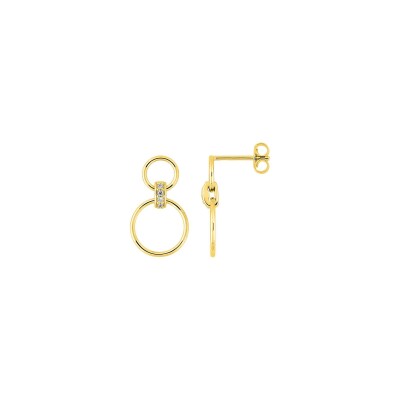 Boucles d'oreilles pendantes en plaqué or et oxyde de zirconium