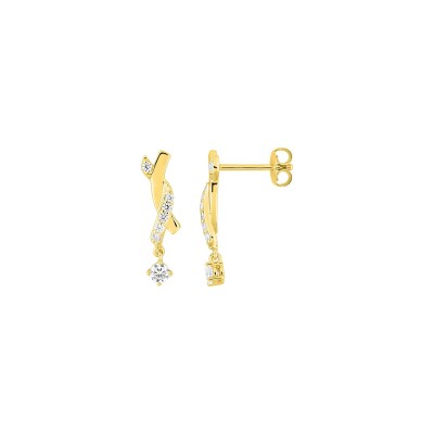 Boucles d'oreilles pendantes en plaqué or et oxyde de zirconium