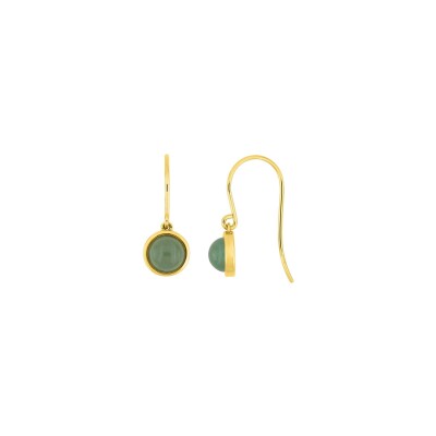 Boucles d'oreilles crochet en plaqué or et aventurine