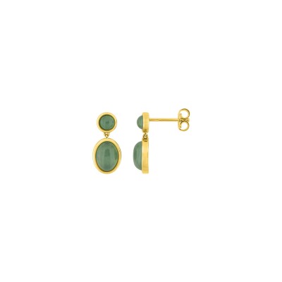 Boucles d'oreilles pendantes en plaqué or et aventurine