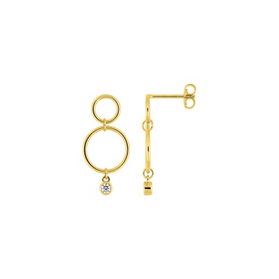 Boucles d'oreilles pendantes en plaqué or et oxydes de zirconium