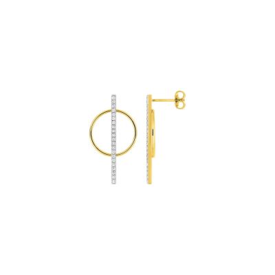 Boucles d'oreilles pendantes en plaqué or rhodié et oxydes de zirconium
