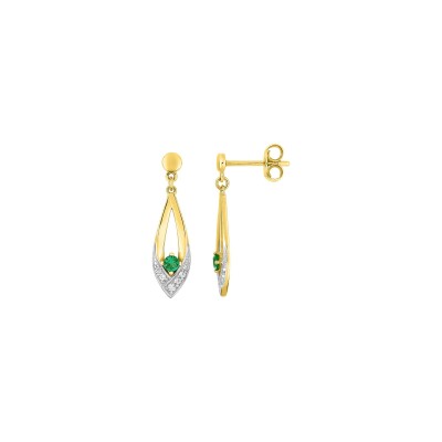 Boucles d'oreilles pendantes en plaqué or et oxyde de zirconium