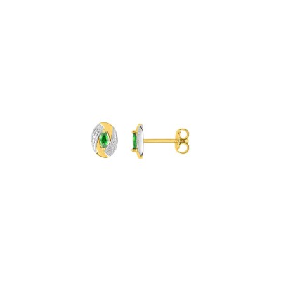 Puces d'oreilles en plaqué or rhodié et oxydes de zirconium