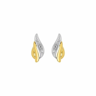 Boucles d'oreilles en plaqué or, rhodium et oxydes de zirconium