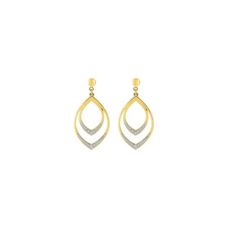 Boucles d'oreilles pendantes en plaqué or rhodié et oxydes de zirconium