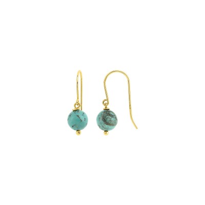Boucles d'oreilles crochet en plaqué or et turquoise