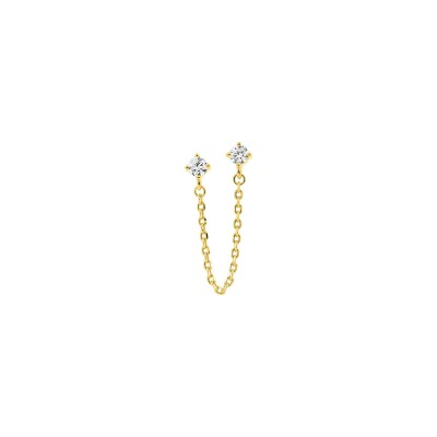 Mono boucle d'oreille double en plaqué or et oxyde de zirconium