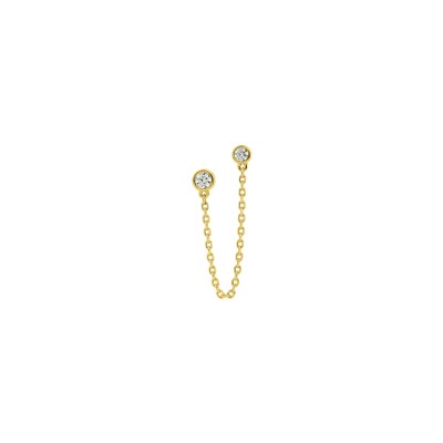 Mono boucle d'oreille double en plaqué or et oxyde de zirconium