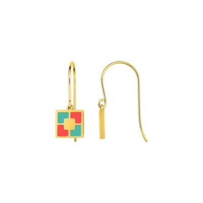 Boucles d'oreilles dormeuses en plaqué or et laque