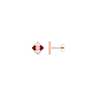 Puces d'oreilles en plaqué or rose et laque