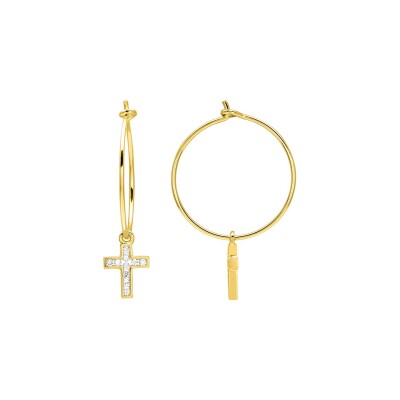 Boucles d'oreilles créoles en plaqué or et oxydes de zirconium
