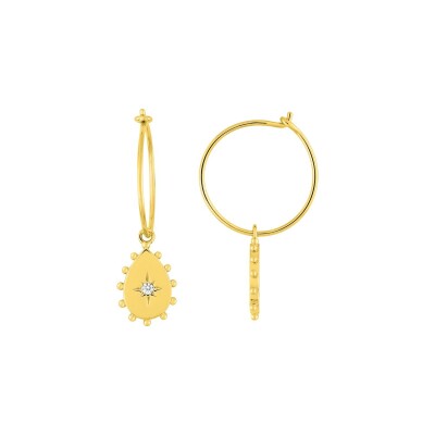 Boucles d'oreilles créoles en plaqué or et oxydes de zirconium