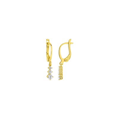 Boucles d'oreilles pendantes en plaqué or et oxyde de zirconium