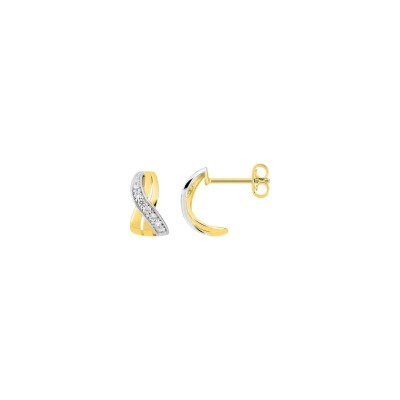 Boucles d'oreilles demi créoles en plaqué or et oxyde de zirconium