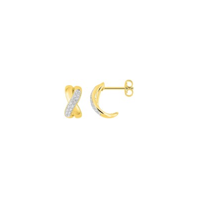 Boucles d'oreilles demi créoles en plaqué or et oxyde de zirconium