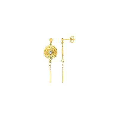 Boucles d'oreilles pendantes en plaqué or et oxydes de zirconium