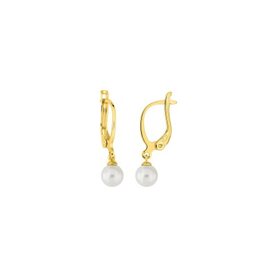 Boucles d'oreilles pendantes en plaqué or et perle d'imitation