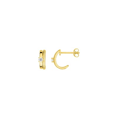 Boucles d'oreilles demi créoles en plaqué or et oxyde de zirconium