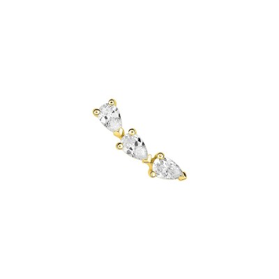 Mono boucle d'oreille clous en plaqué or et oxyde de zirconium