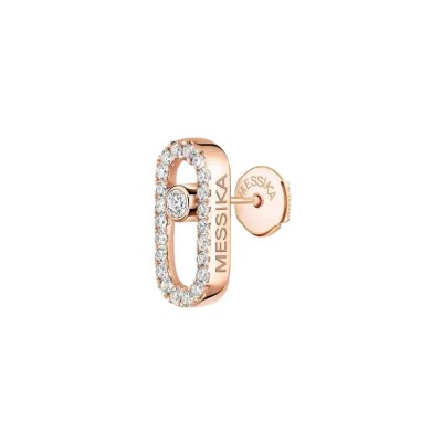 Mono boucle d'oreille puce Messika Move Uno pavé en or rose et diamants