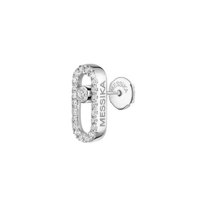 Mono boucle d'oreille puce Messika Move Uno pavé en or blanc et diamants