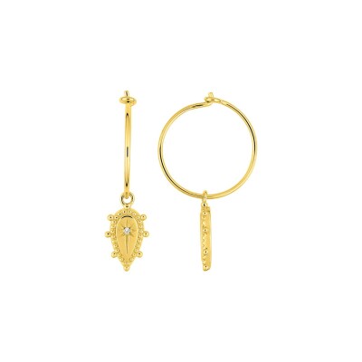 Boucles d'oreilles créoles en plaqué or et oxydes de zirconium