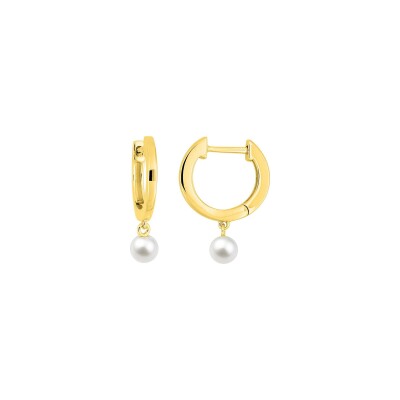 Boucles d'oreilles demi créoles en plaqué or et perle d'imitation