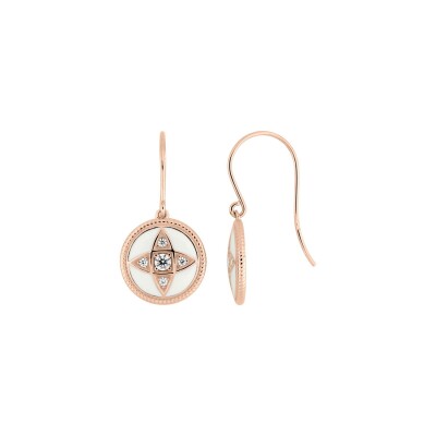 Boucles d'oreilles crochet en plaqué or, oxydes de zirconium et laque