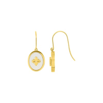 Boucles d'oreilles crochet en plaqué or et nacre