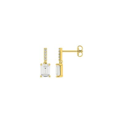 Boucles d'oreilles pendantes en plaqué or et oxyde de zirconium