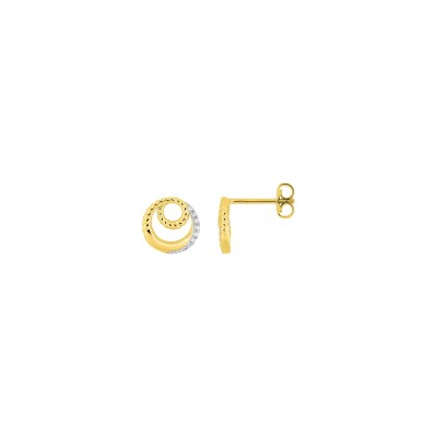 Boucles d'oreilles clous en plaqué or rhodié et oxyde de zirconium