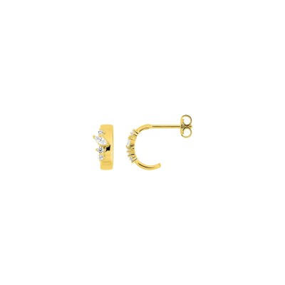 Boucles d'oreilles demi-créoles en plaqué or et oxyde de zirconium