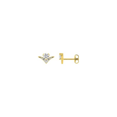 Boucles d'oreilles clous en plaqué or rhodié et oxyde de zirconium