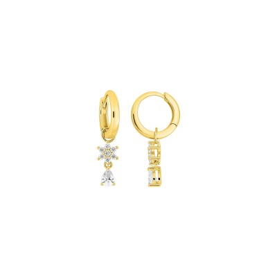 Boucles d'oreilles créoles en plaqué or et oxyde de zirconium