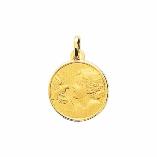 Médaille Ange et colombe en plaqué or