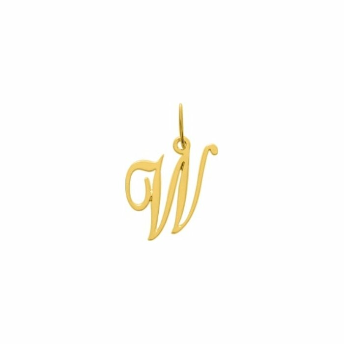 Pendentif en plaqué or jaune, lettre W