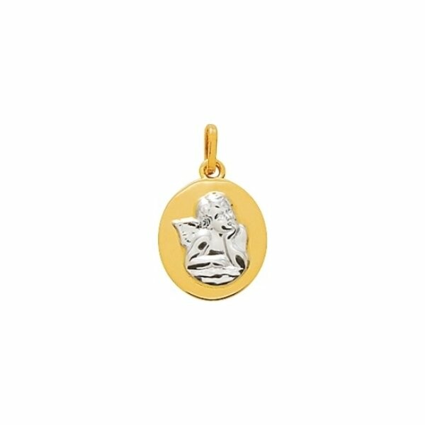 Médaille ange en plaqué or jaune et plaqué or blanc