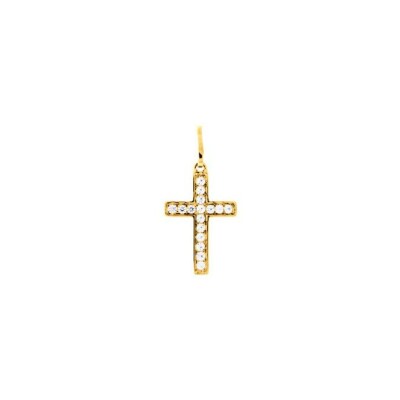 Pendentif croix en plaqué or et oxyde de zirconium