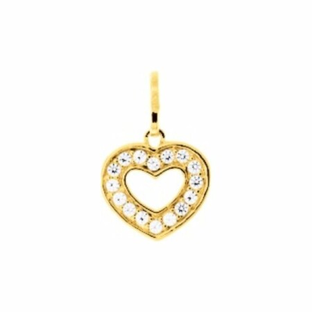 Pendentif coeur en plaqué or jaune et oxyde de zirconium