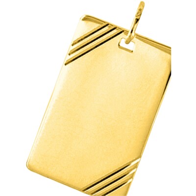 Pendentif à graver plaque rectangle lapidé en plaqué or