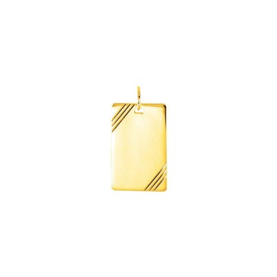 Pendentif à graver plaque rectangle lapidé en plaqué or