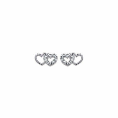 Boucles d'oreilles en argent rhodié et oxydes de zirconium