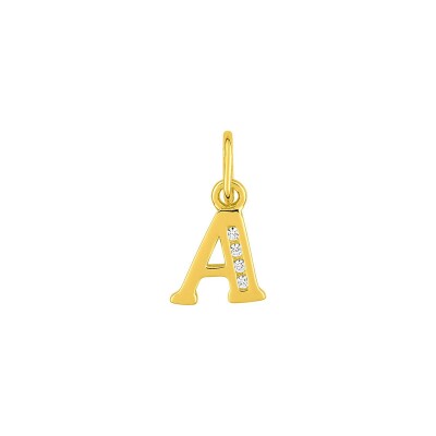 Pendentif initiale lettre A en plaqué or et oxyde de zirconium