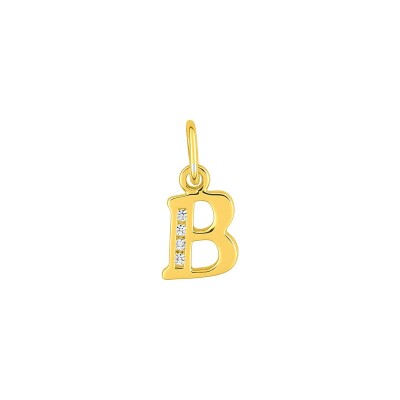 Pendentif initiale lettre B en plaqué or et oxyde de zirconium
