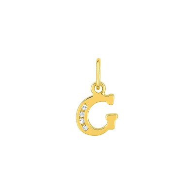 Pendentif initiale lettre G en plaqué or et oxyde de zirconium